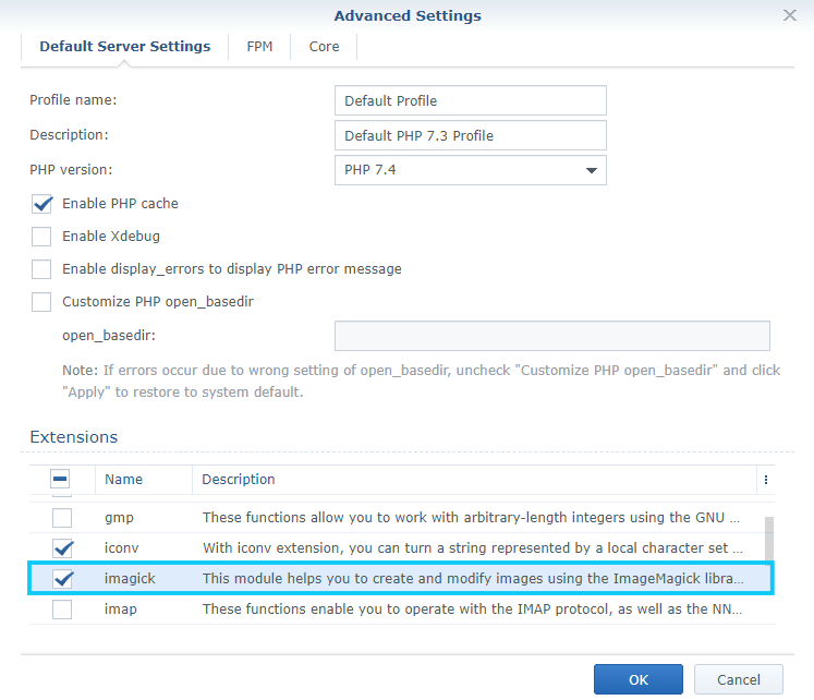 Synology PHP 7.4 imagick support