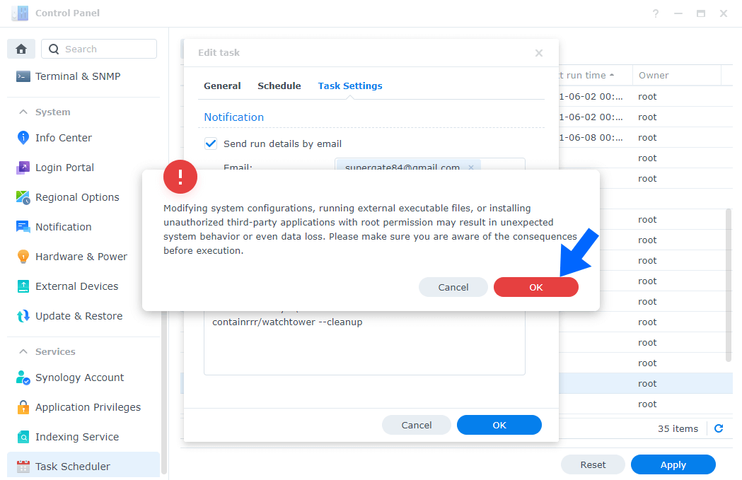 Watchtower Synology NAS Set up 3