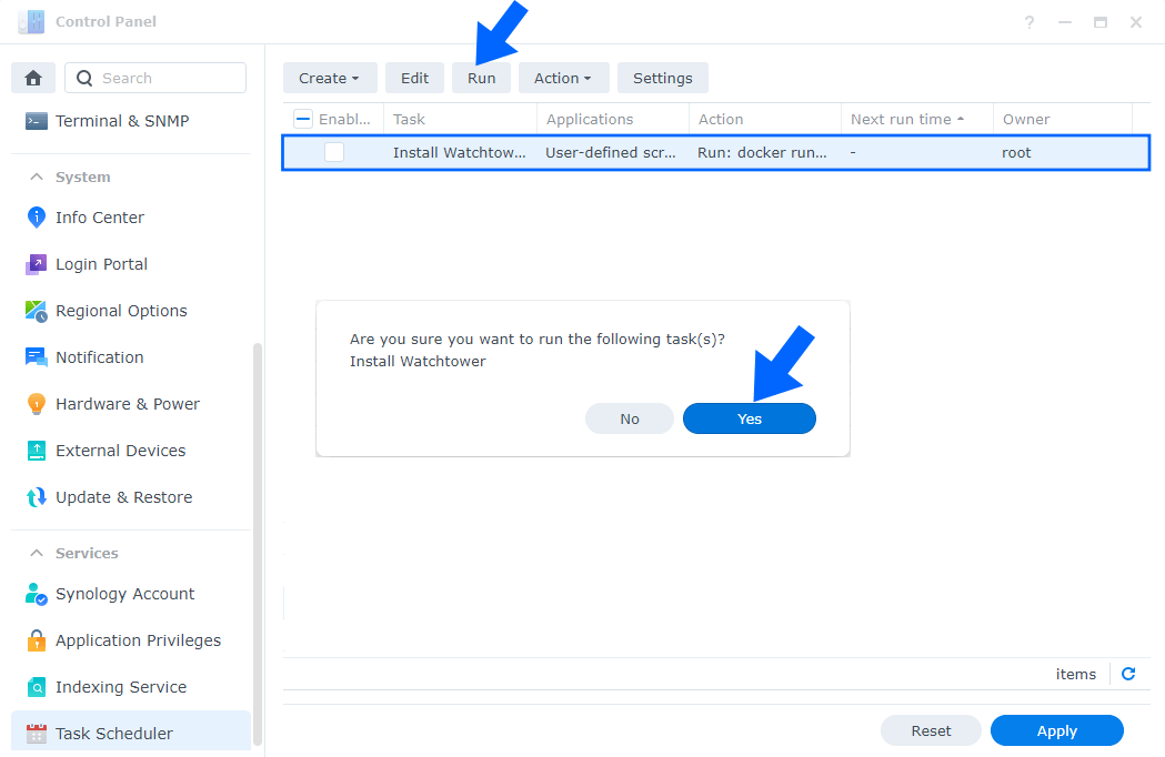 Watchtower Synology NAS Set up 4