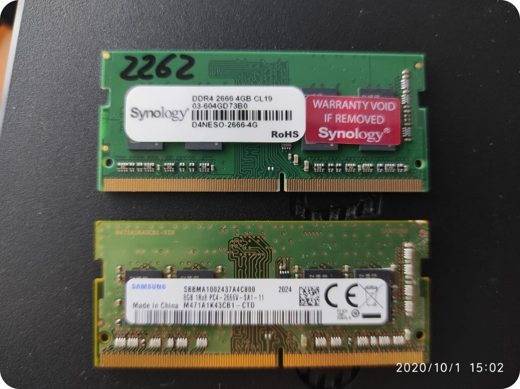 2 Synology Official RAM memory tested