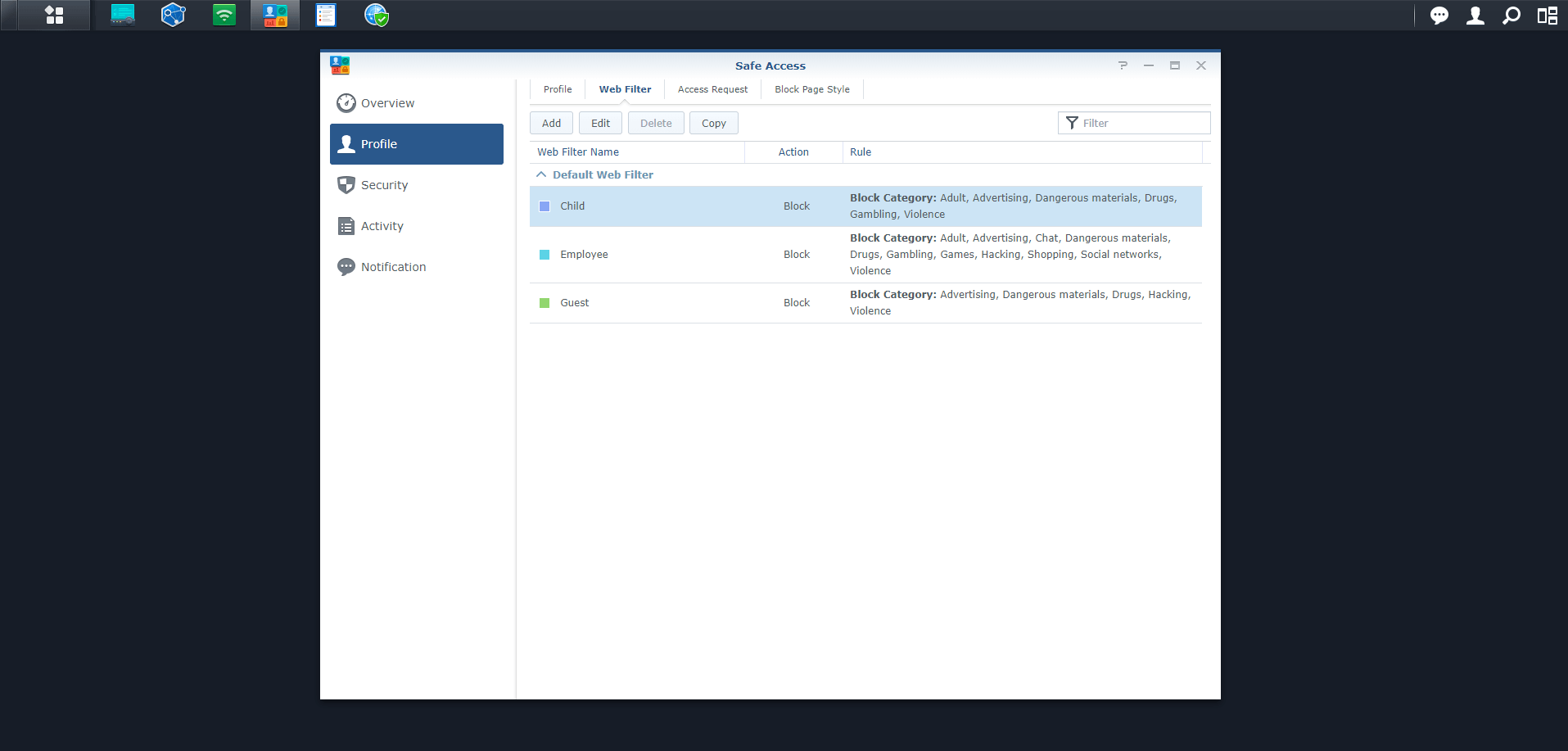 Synology RT2600ac Safe access 3