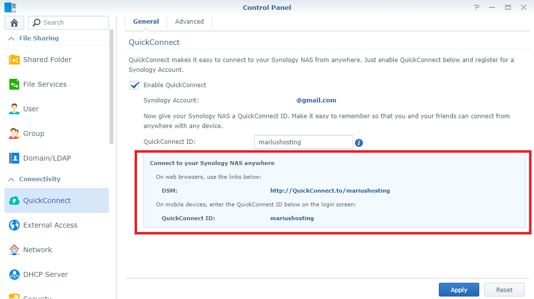 Synology modify quickconnect