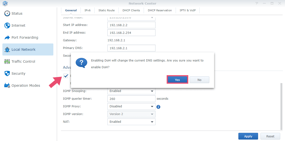 2 Synology DOH Router SRM