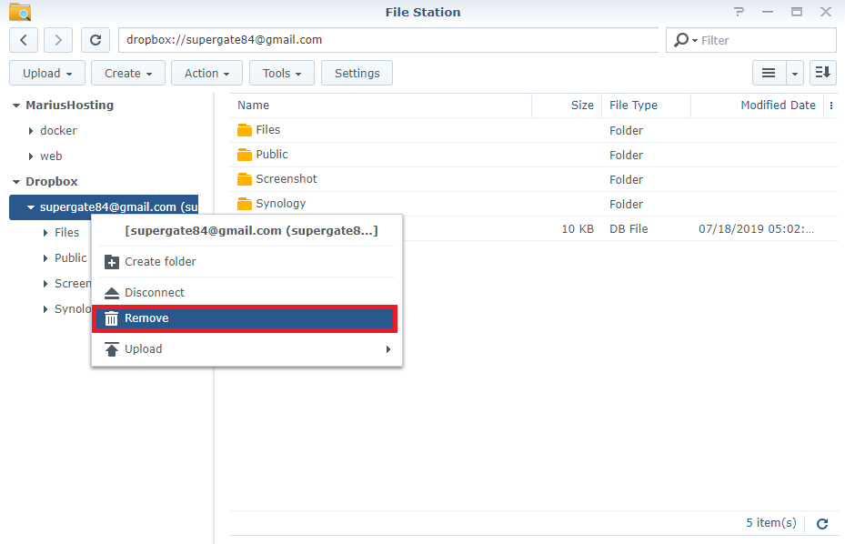 Remove cloud service Synology NAS