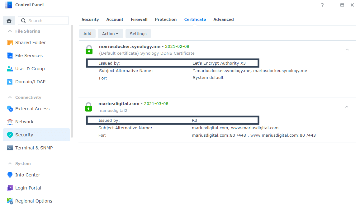 Synology Let's Encrypt R3