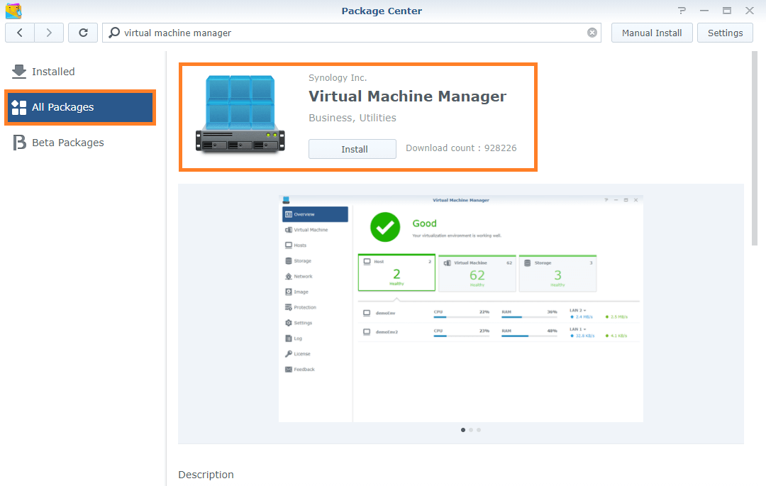 Synology Virtual Machine Manager