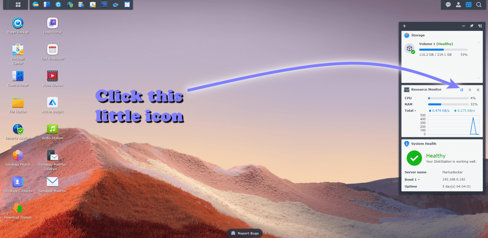 1 Synology Network Stats in Taskbar