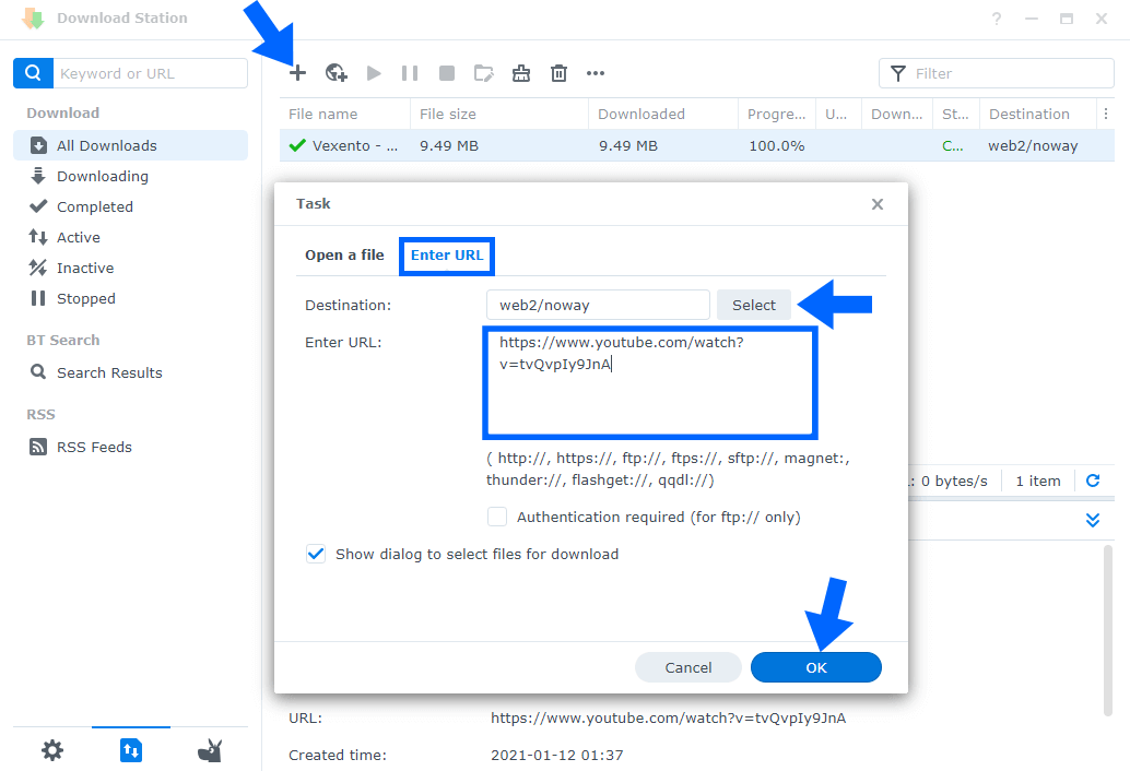 2 Synology Download YouTube Videos With Download Station