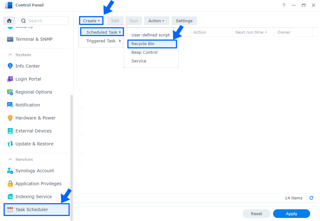 3 Empty All Recycle Bins on DSM 7 Synology NAS