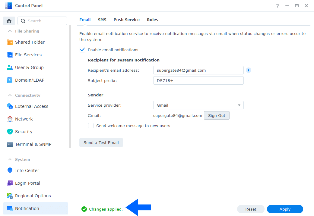 5 Synology NAS enable email notifications