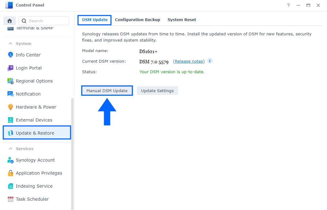 1 Synology Manually update DSM