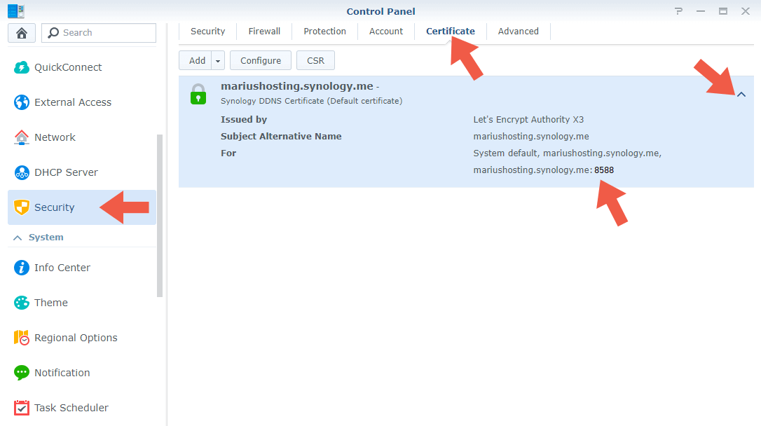 3 Synology Docker allow MagicMirror to work over an https connection