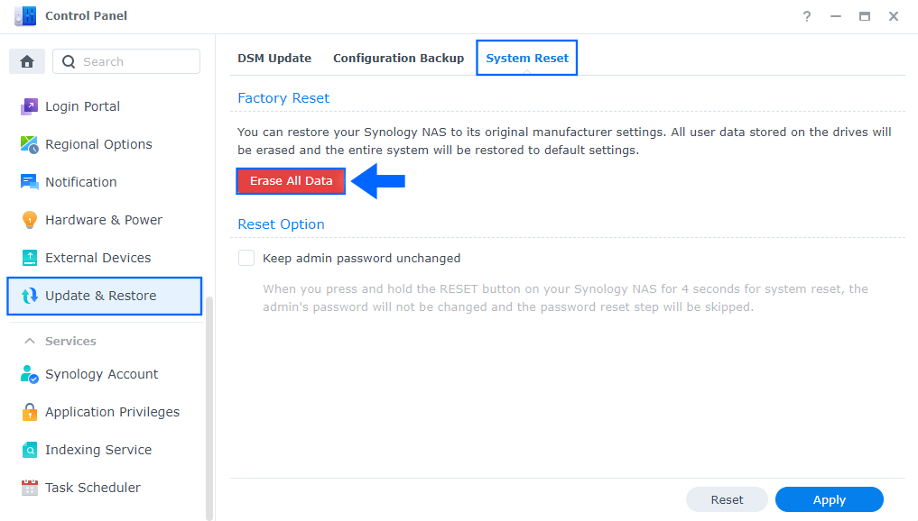 3 Synology NAS Factory Reset