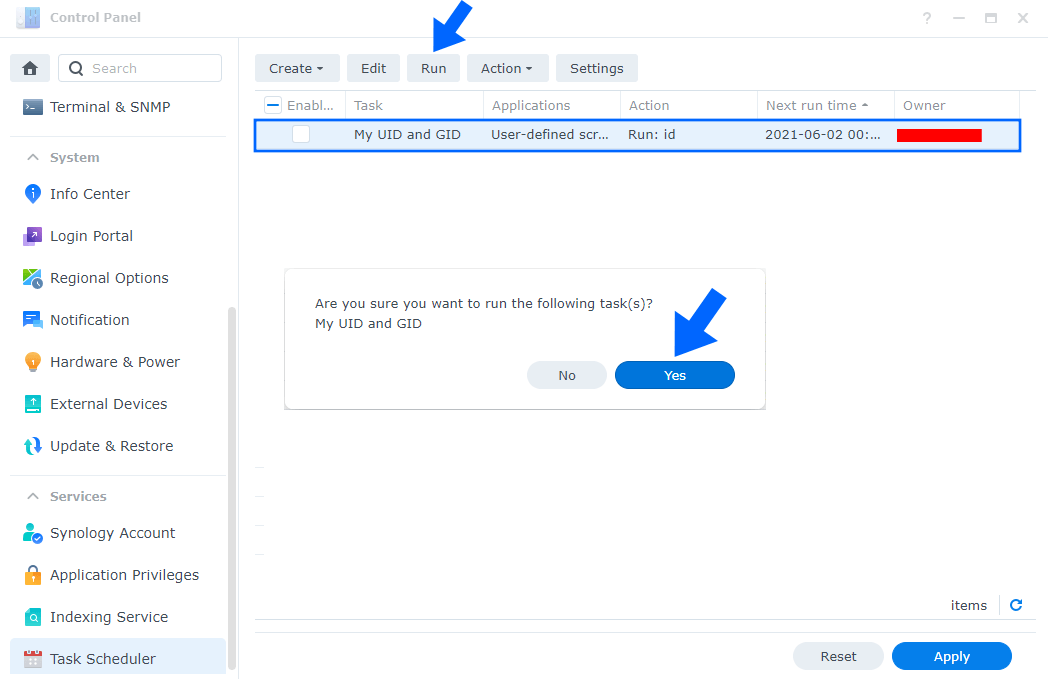 Find PUID PGID Synology NAS Set up 3