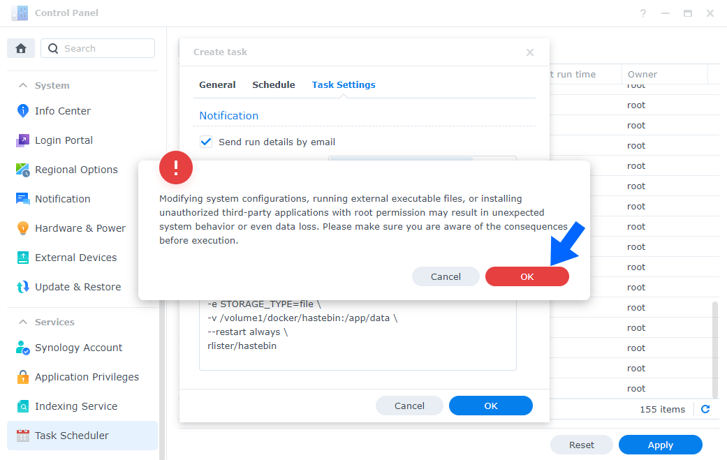 Hastebin Synology NAS Set up 4