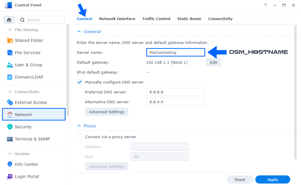 Homebridge Synology NAS Set up hostname