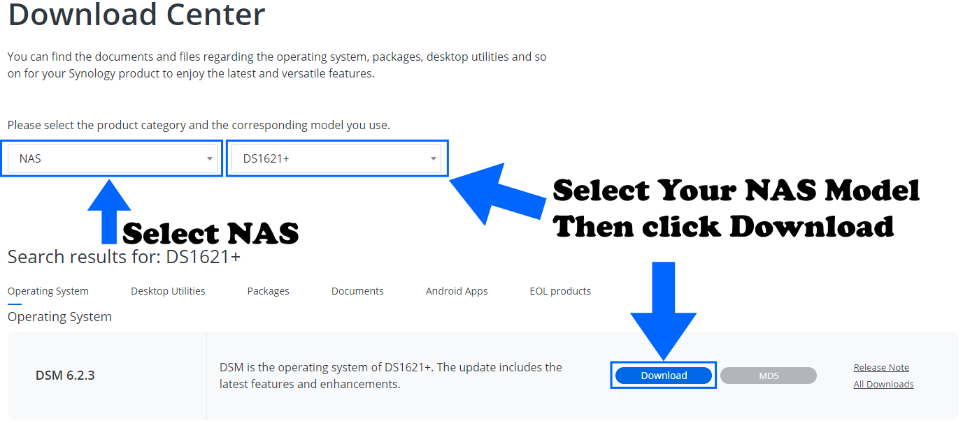 Synology Manually update DSM