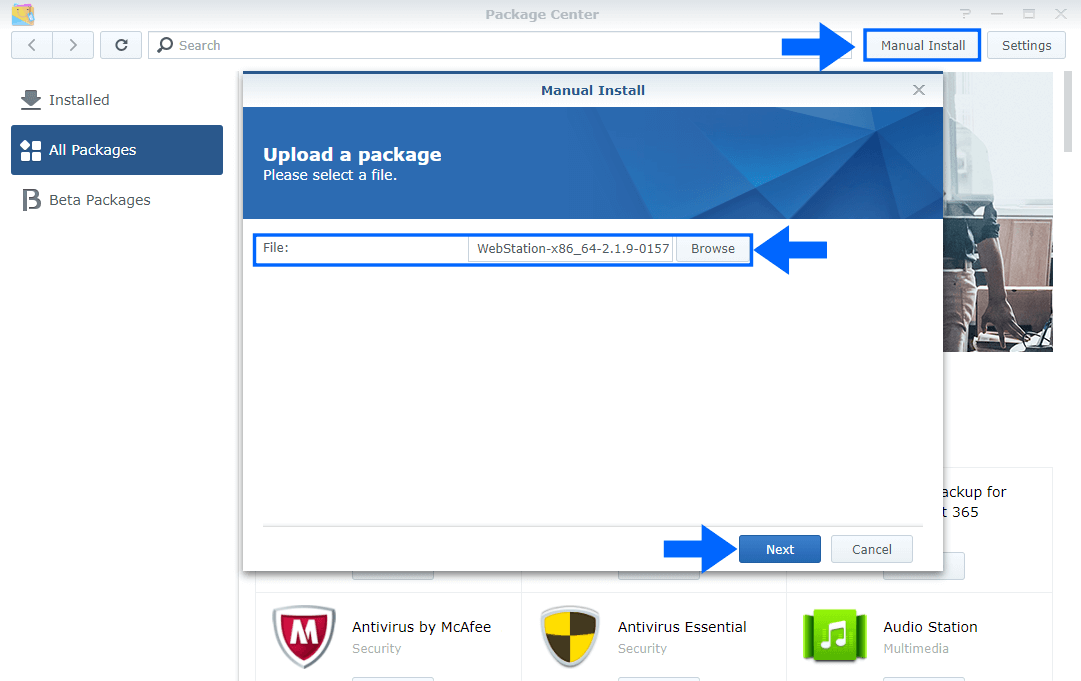 Web Station manual update Synology