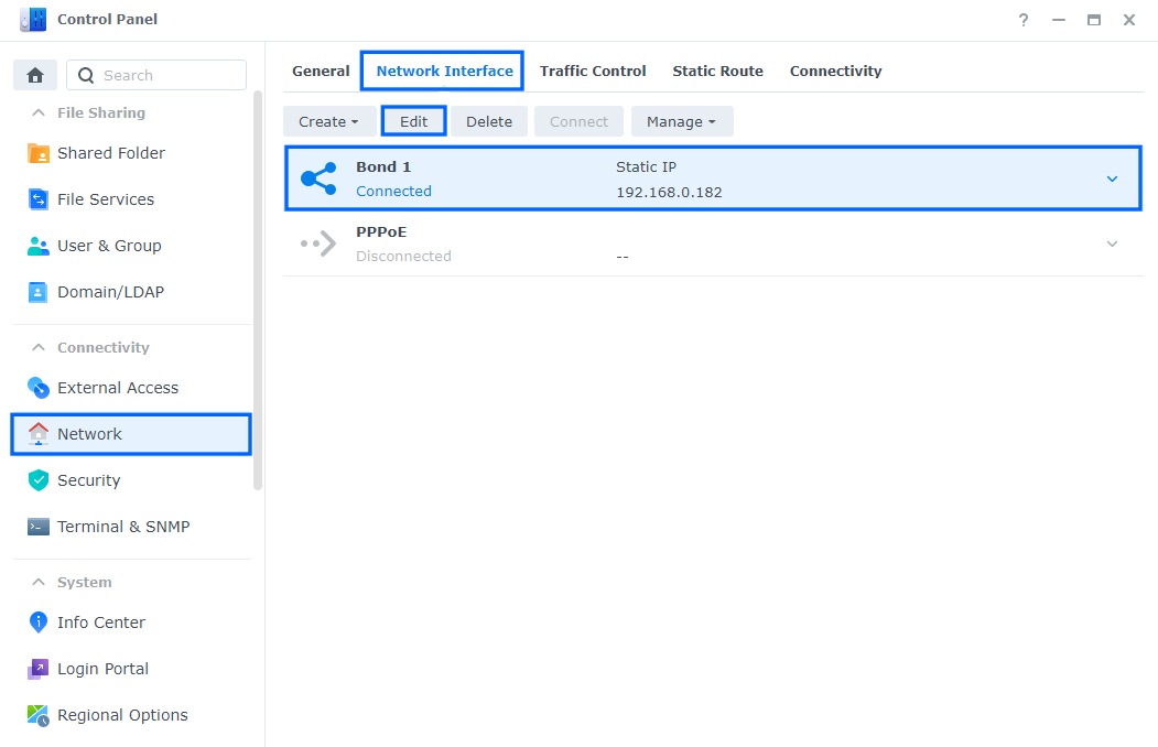 assign static ip to nas