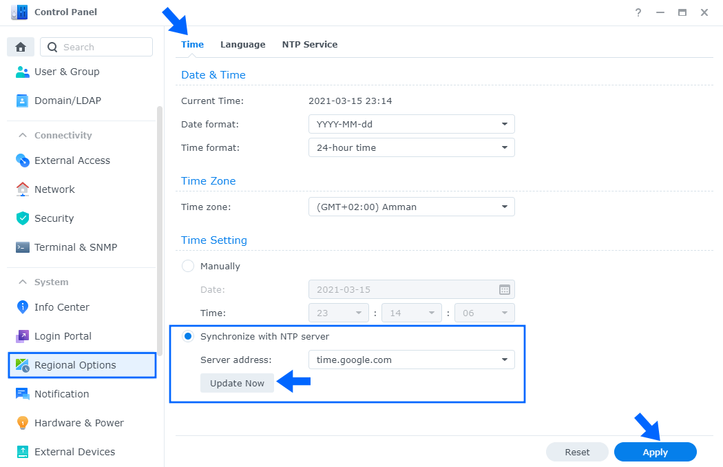 Synology-time-Daylight-Saving-Time