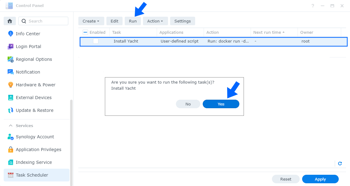 5 Yacht Synology NAS set up