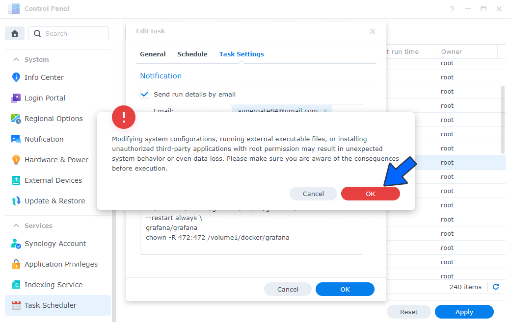 Grafana Synology NAS Set up 4 new