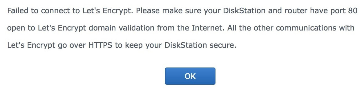 Synology Failed to Renew Let's Encrypt Certificate DSM 6.2.4