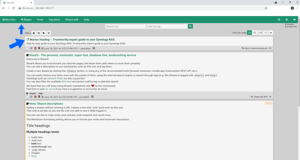 How to Install Shaarli on Your Synology NAS – Marius Hosting