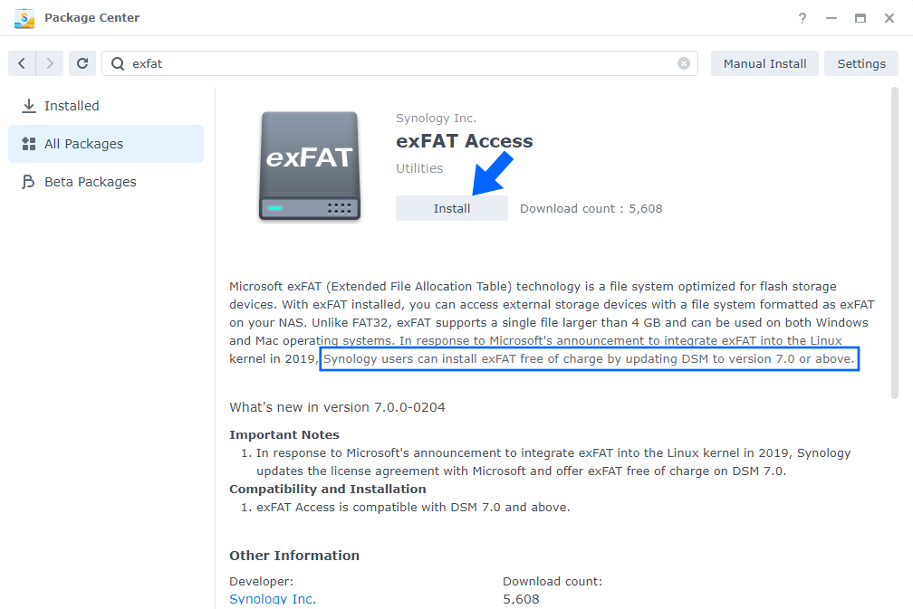 exfat access synology download 3rd generation