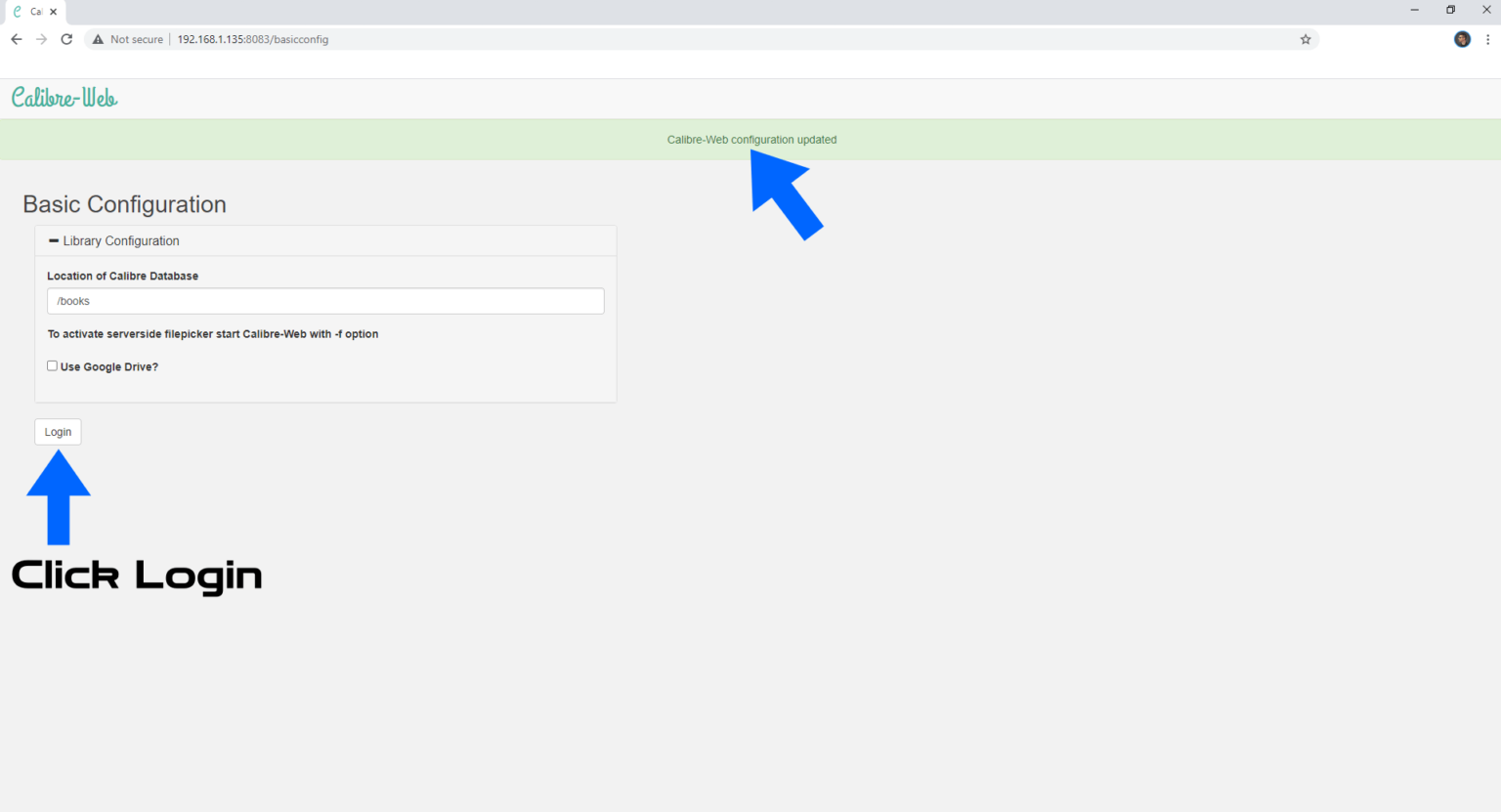 calibre web synology db location not valid