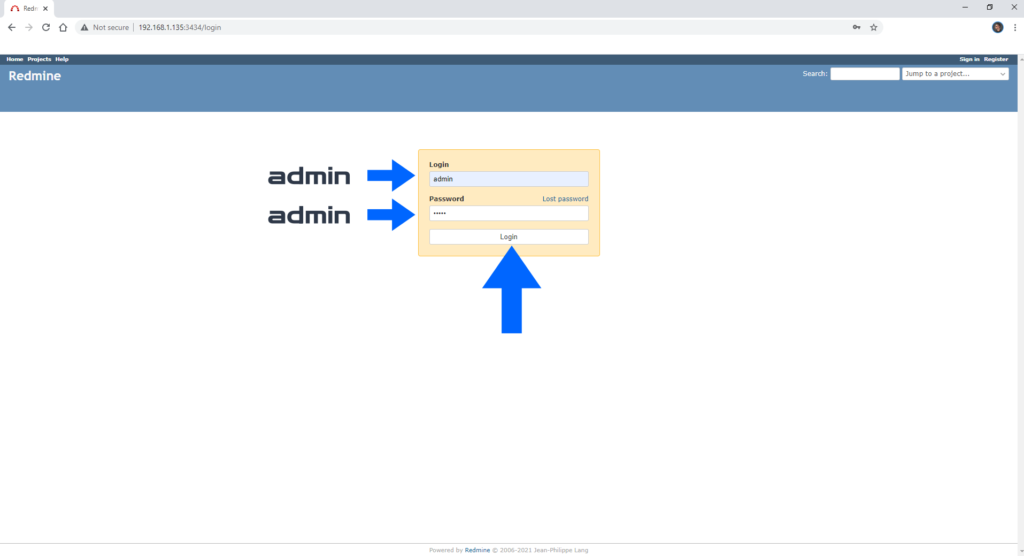 bitnami redmine default admin password