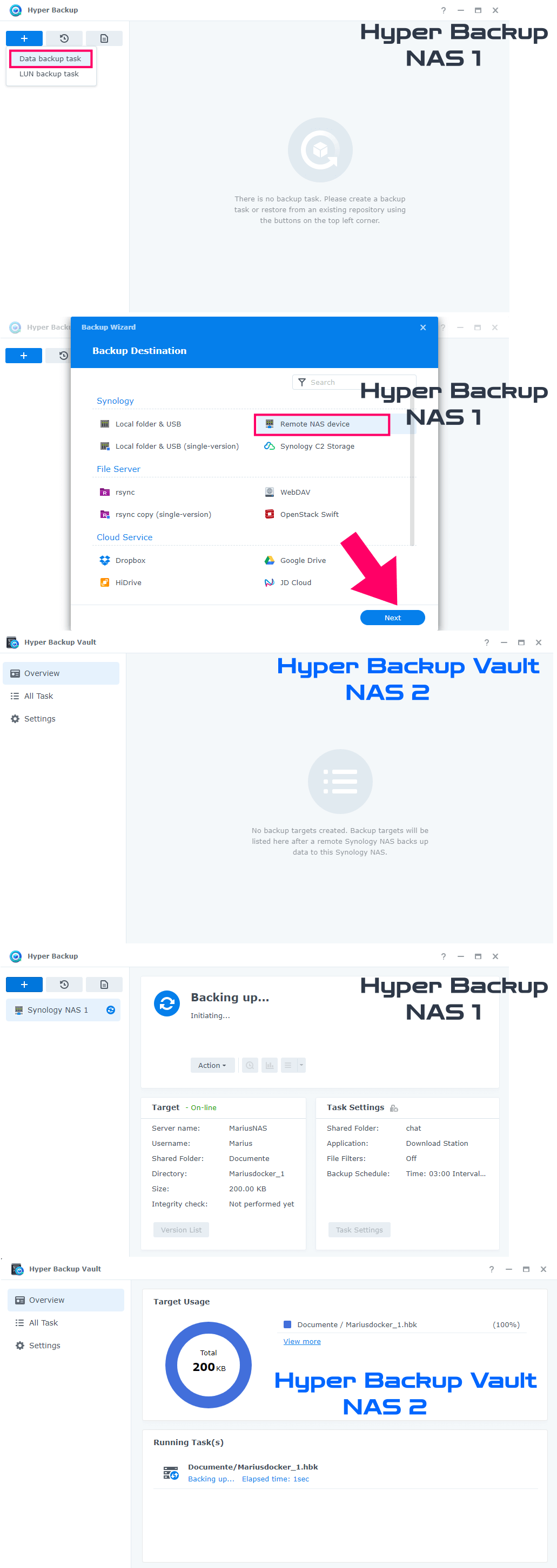 Synology Hyper Backup and Hyper Backup Vault Backup Destination