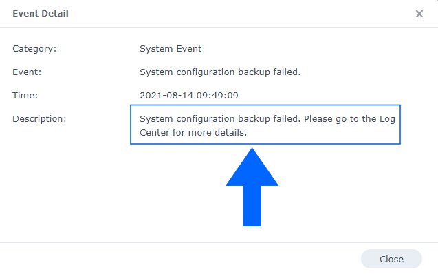 System Configuration Backup Failed Synology 1