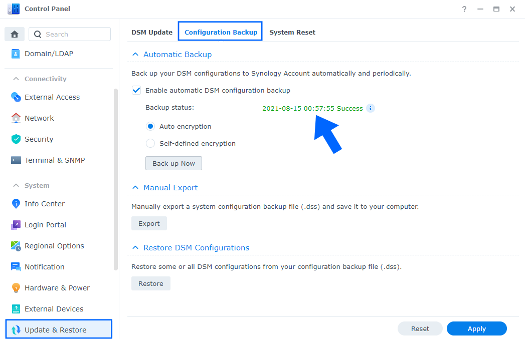 System Configuration Backup Failed Synology 4