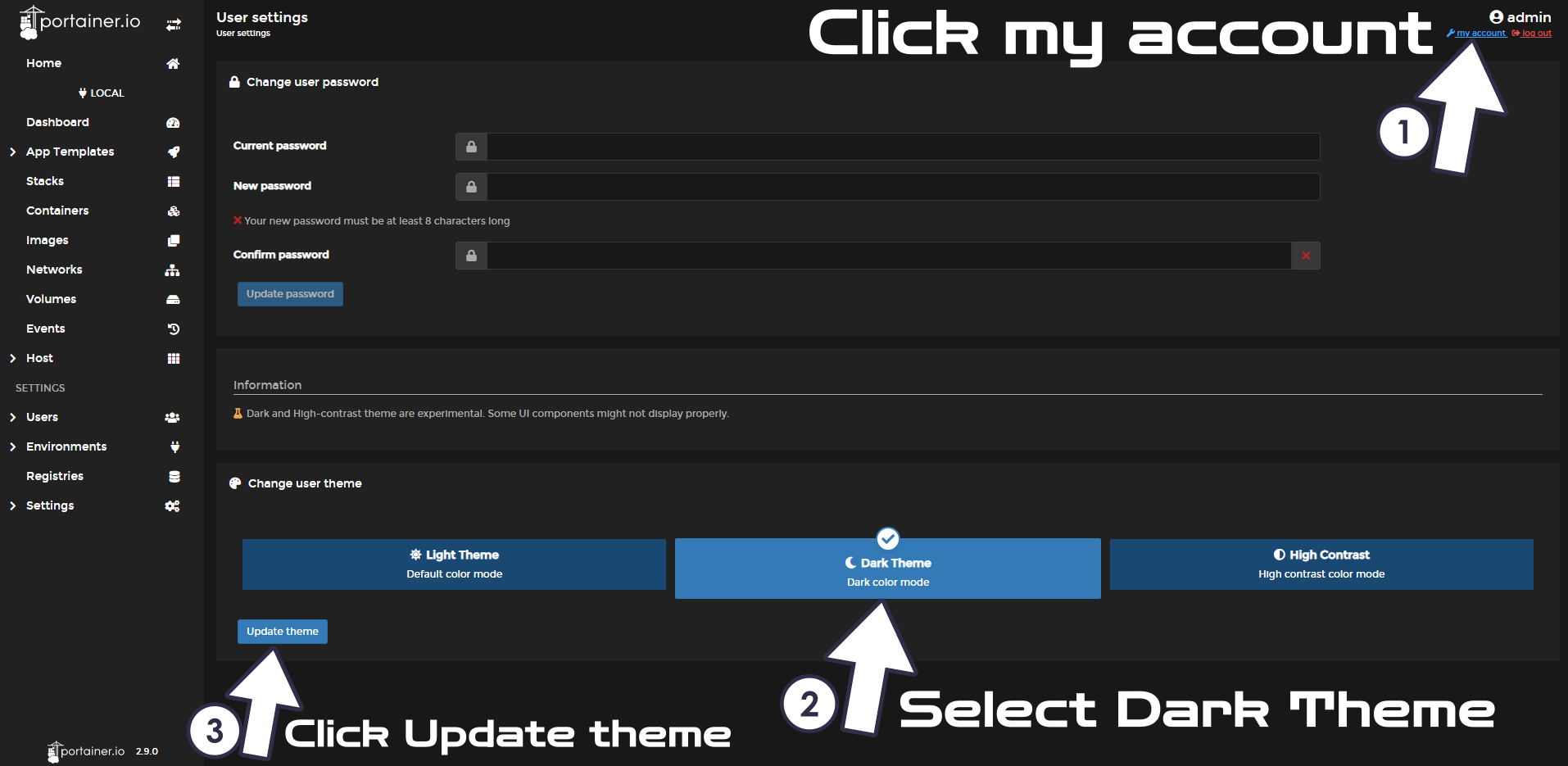 1 Portainer Dark Theme