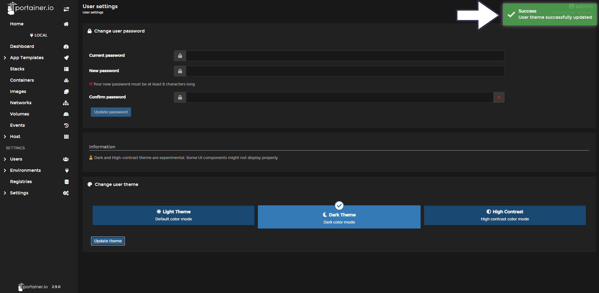 2 Portainer Dark Theme