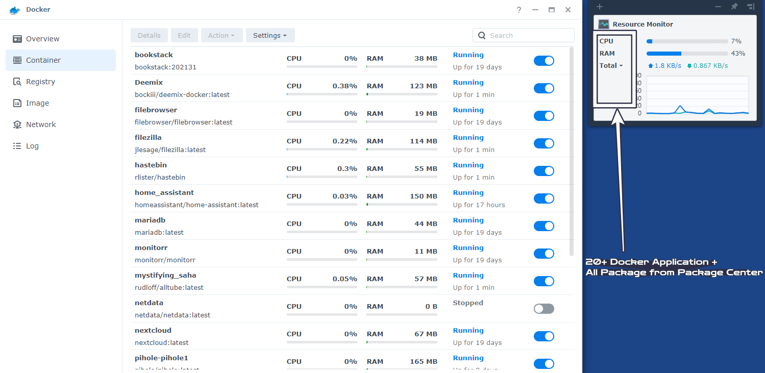 Synology Installing All The Packages Docker