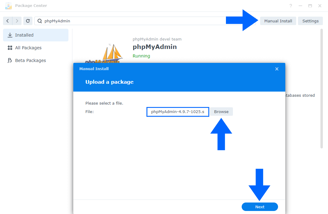 Synology phpMyAdmin Install