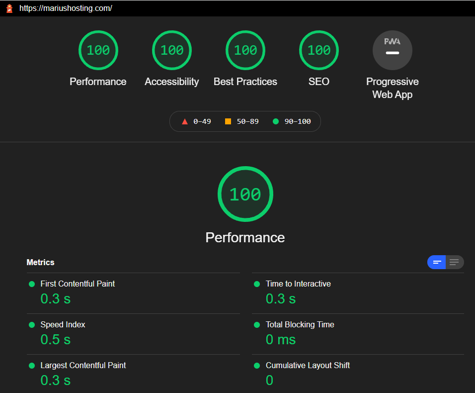 Synology NAS mariushosting Lighthouse Report