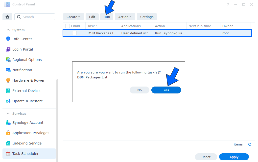 4 Synology Installed Packages and Version at a Glance