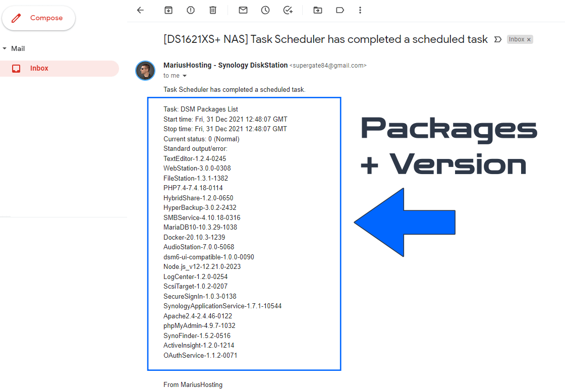 5 Synology Installed Packages and Version at a Glance