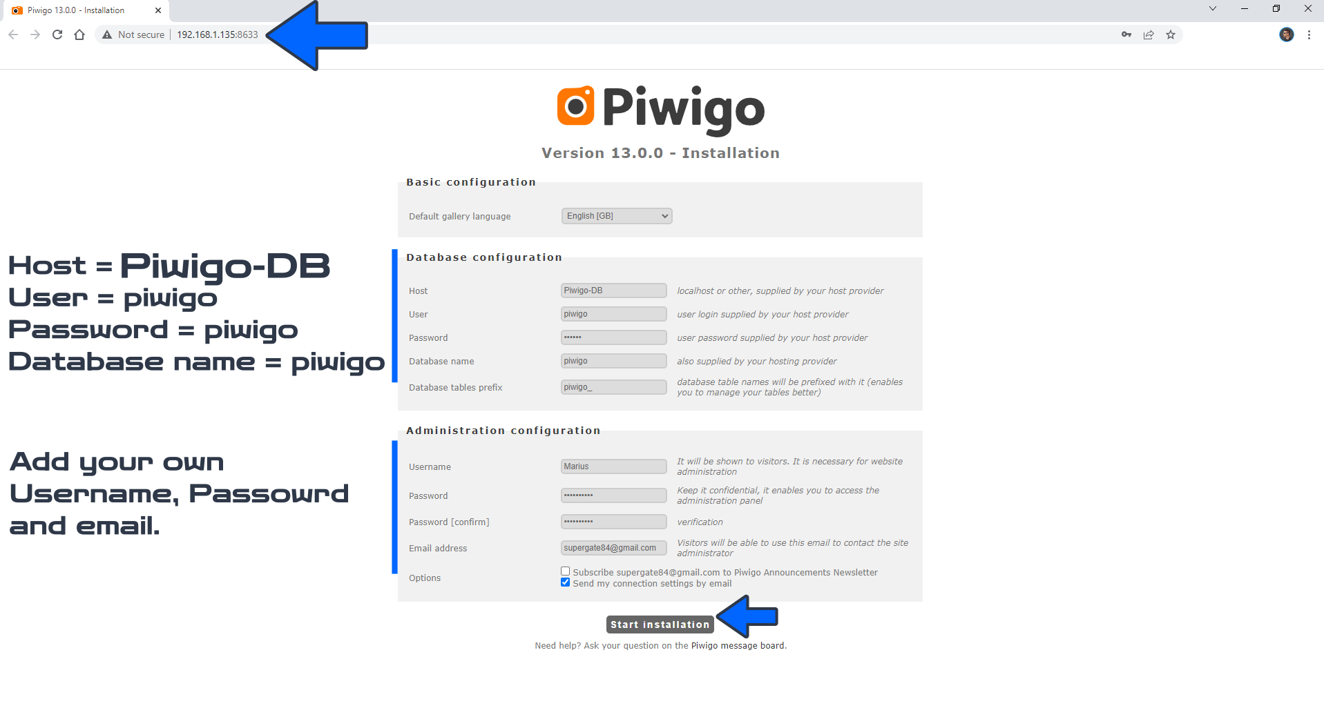 Piwigo Synology NAS Set up 6 new 2022
