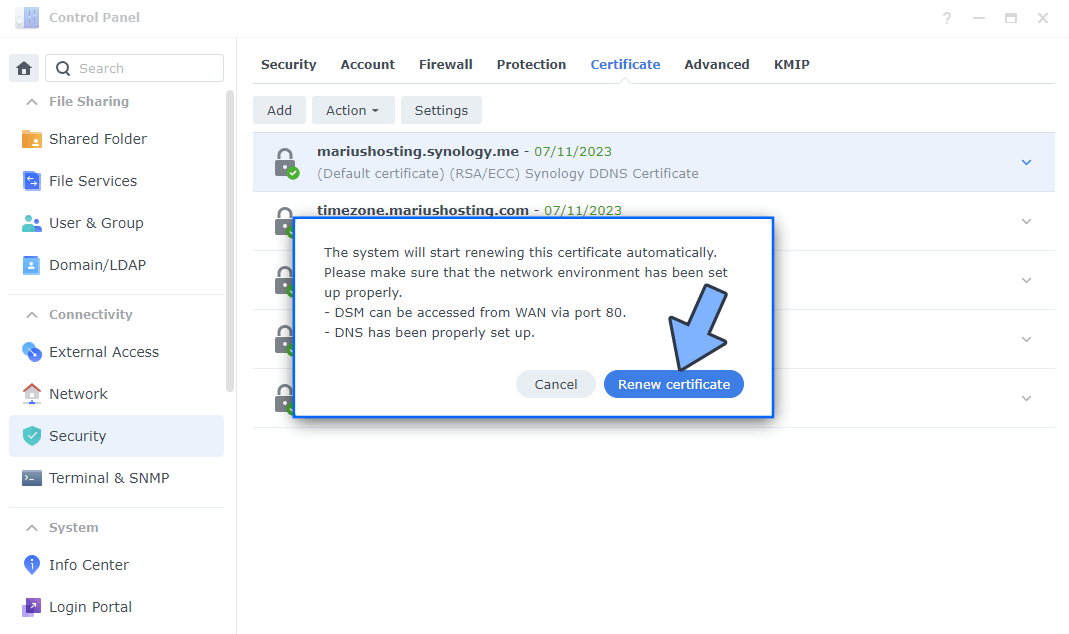 Synology NAS Renew SSL Certificate 2