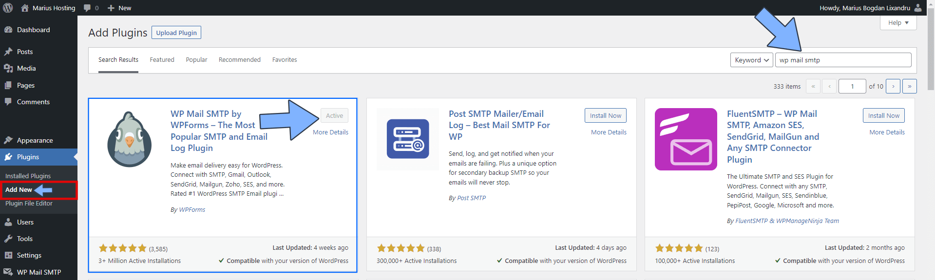 Synology WordPress SMTP Gmail Settings