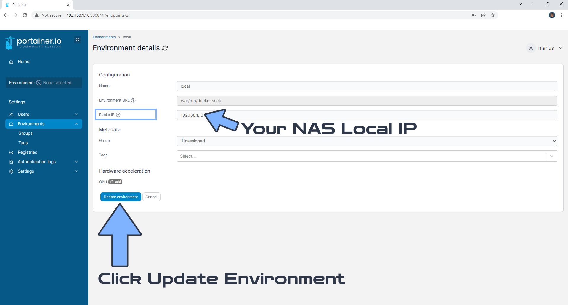 Portainer Install Synology NAS Set up 4