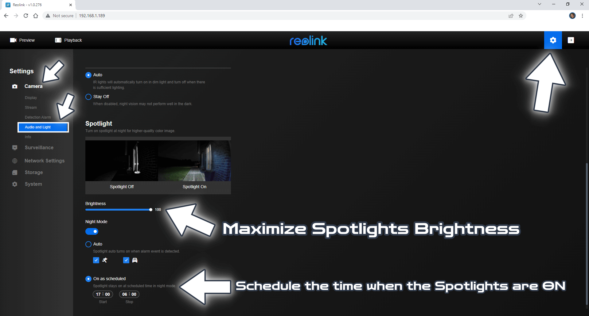 Synology Reolink Camera Spotlight Schedule 4