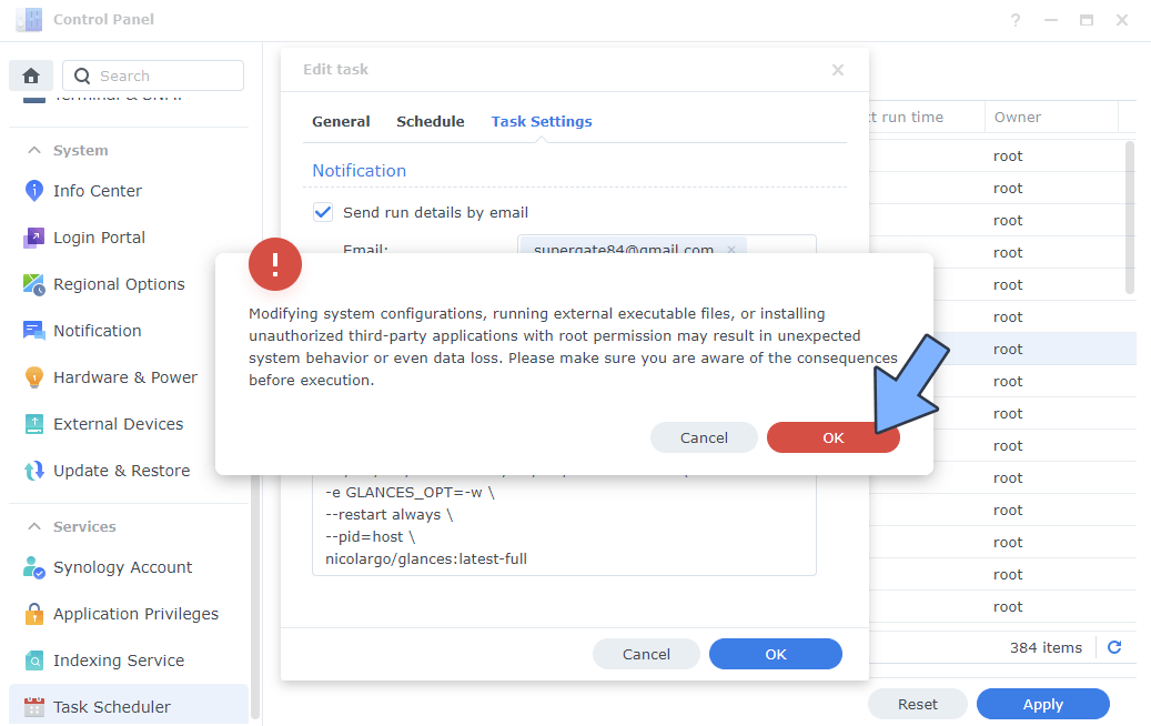 Glances Synology NAS Set up 3 new