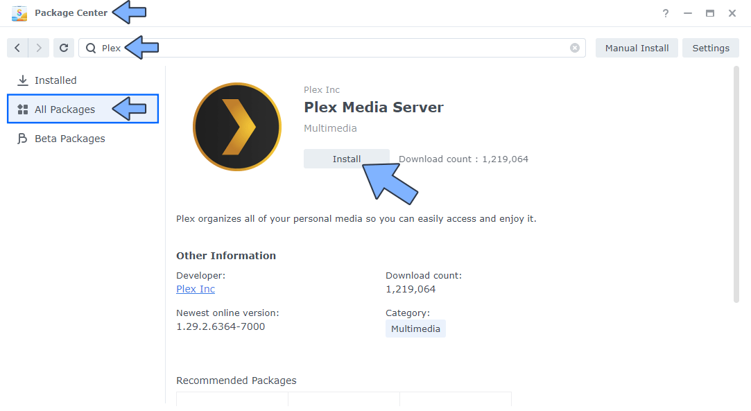 Plex Synology NAS set up new 2023