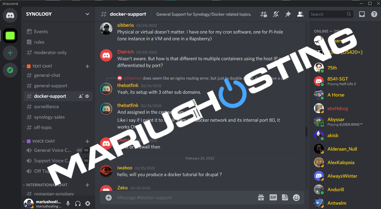 Synology NAS Discord Channel mariushosting growing