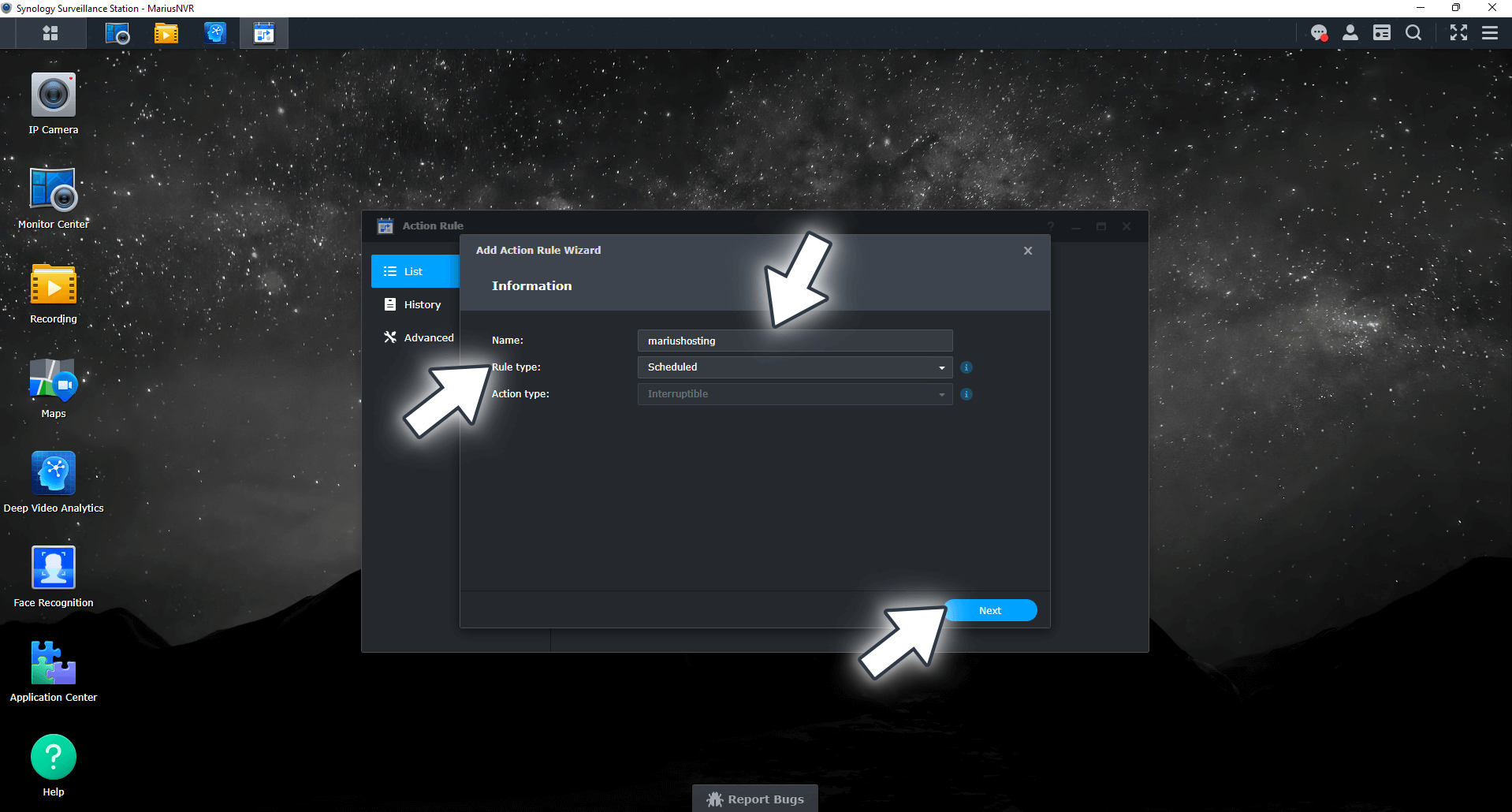 Synology Add Action Rule in Surveillance Station Step 3